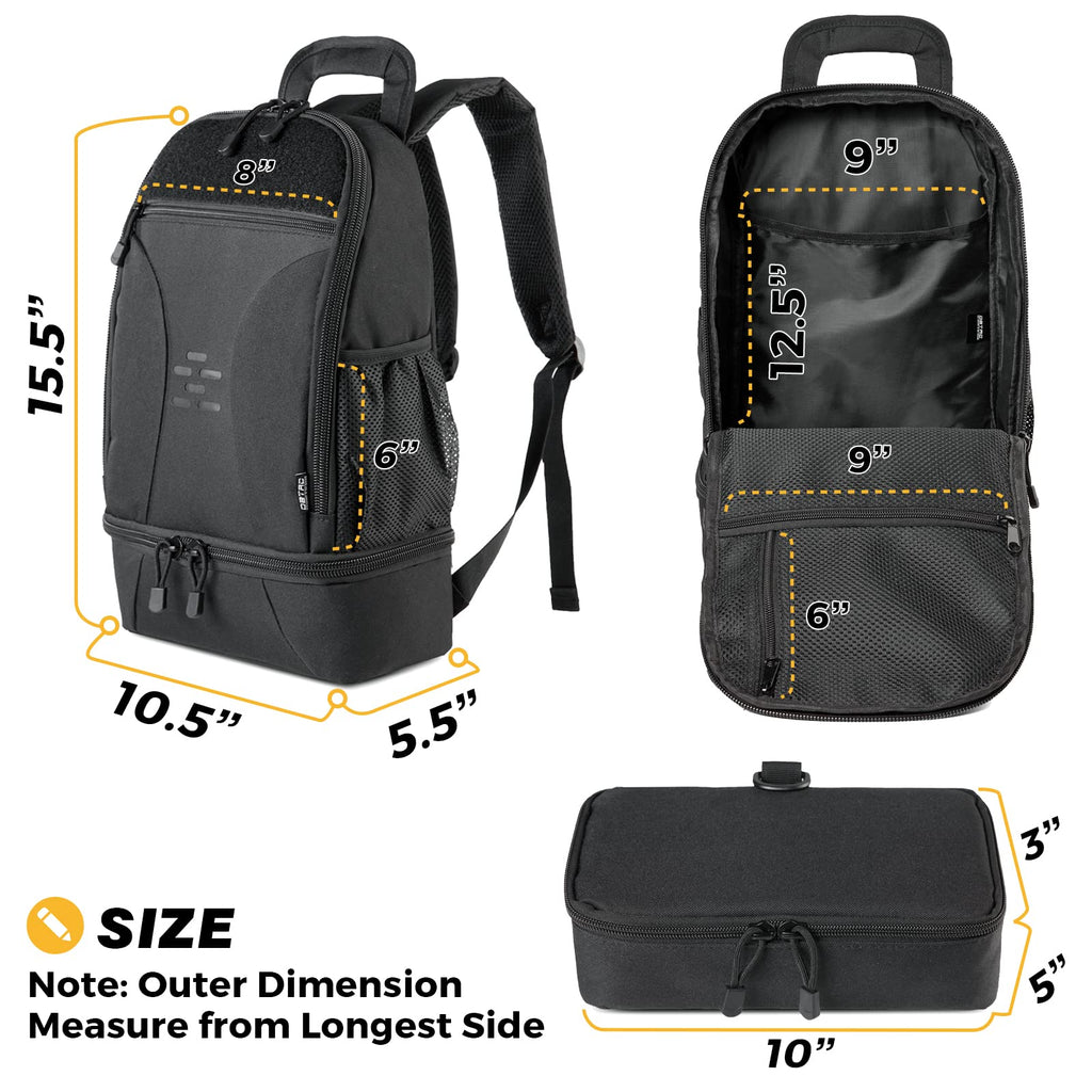 Black Compact Tactical Pet Backpack with Insulated Pocket M8048