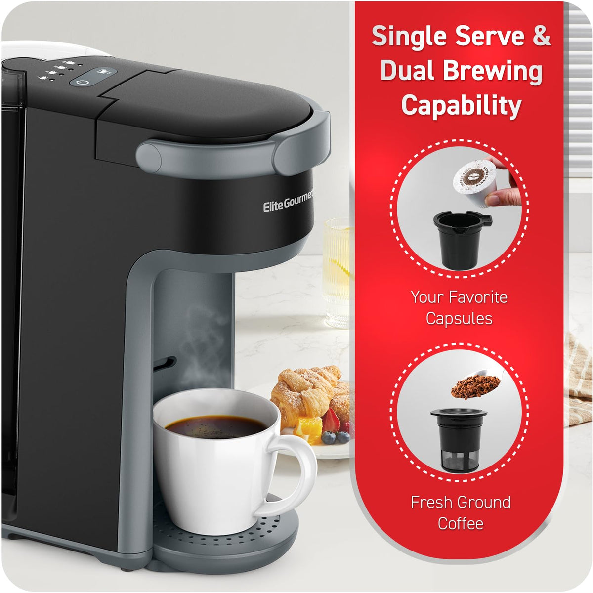 2-in-1 Capsule Coffee Maker, K-Cup & Grounds, Black U35521