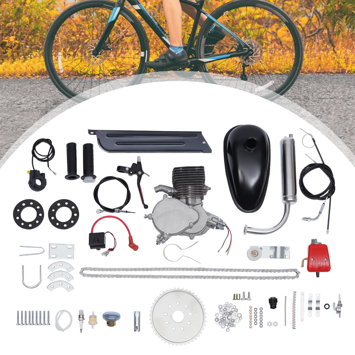 100CC 2-Stroke Bicycle Engine Kit with Air-Cooling J959325