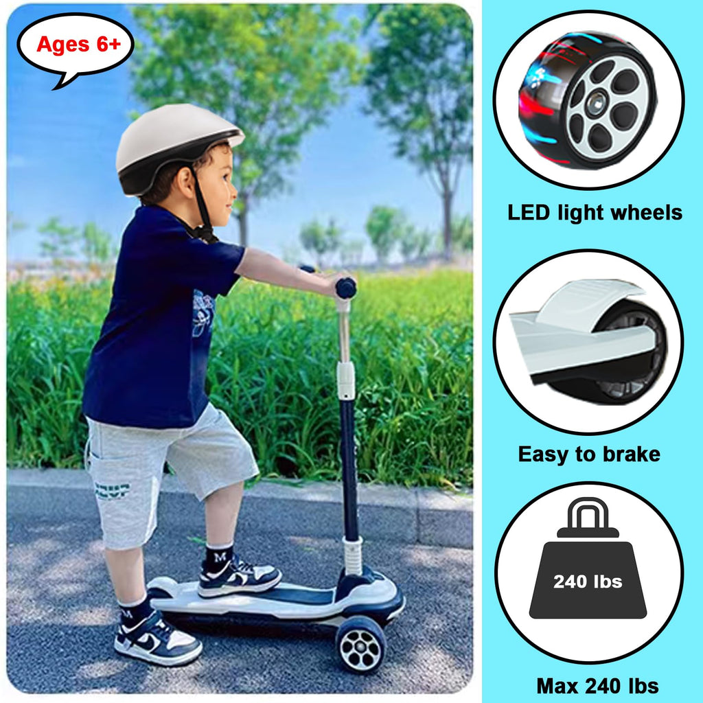 5 Adjustable Height Foldable Kick Scooter with 3 LED Light Wheels Y1632