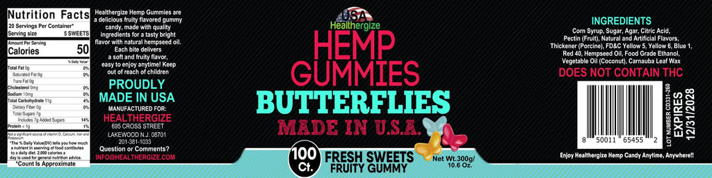 Hemp Gummies 10 Fruity Flavors 100 Count I553