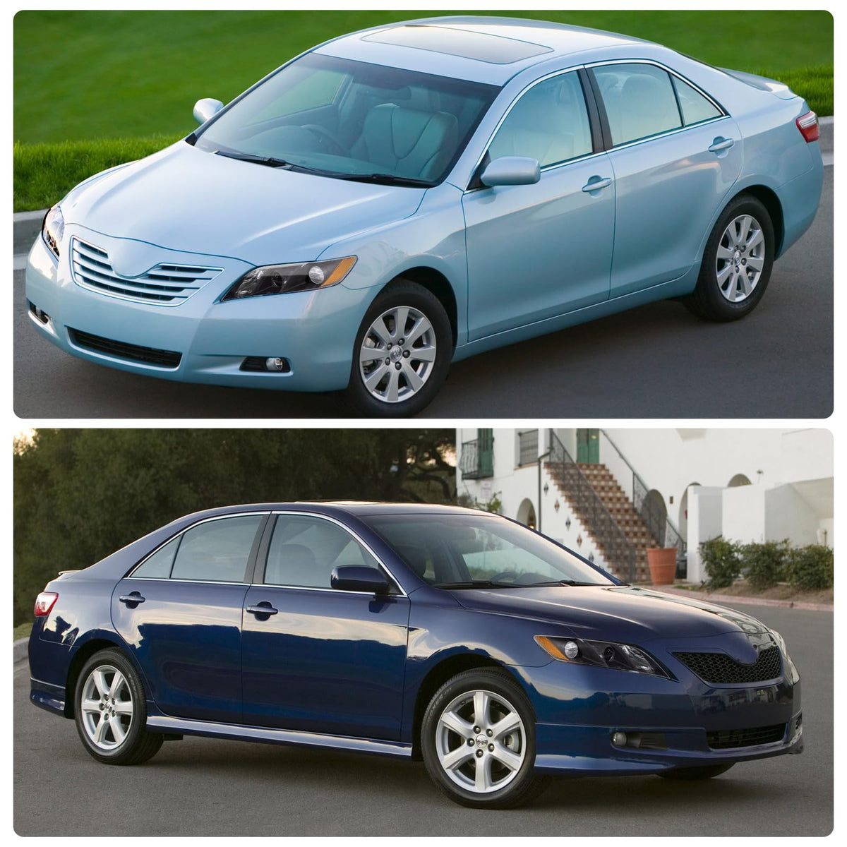 Compatible with 2007-2009 Toyota Camry Headlights Assembly Black Housing Amber Reflectors Left and Right Pairs L673