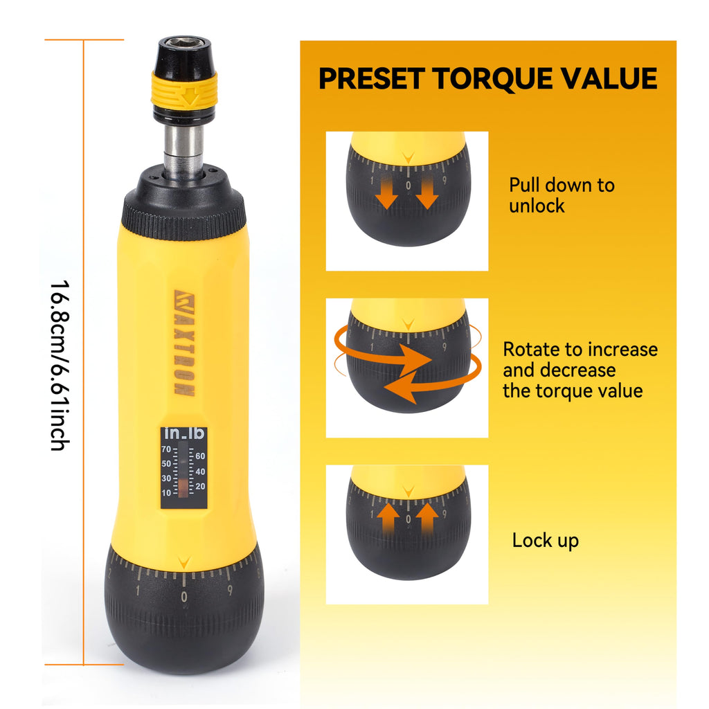 Torque Screwdriver Bit Set, 39-Piece 10-70 in-lb G154