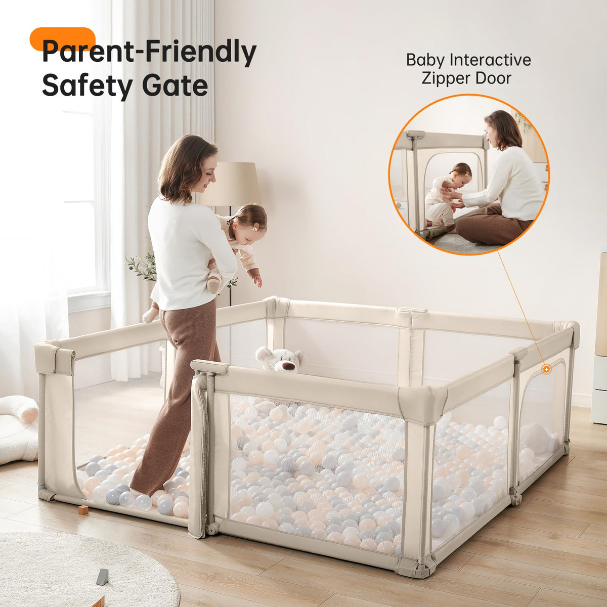 Foldable Baby Playpen with Gate Z438460