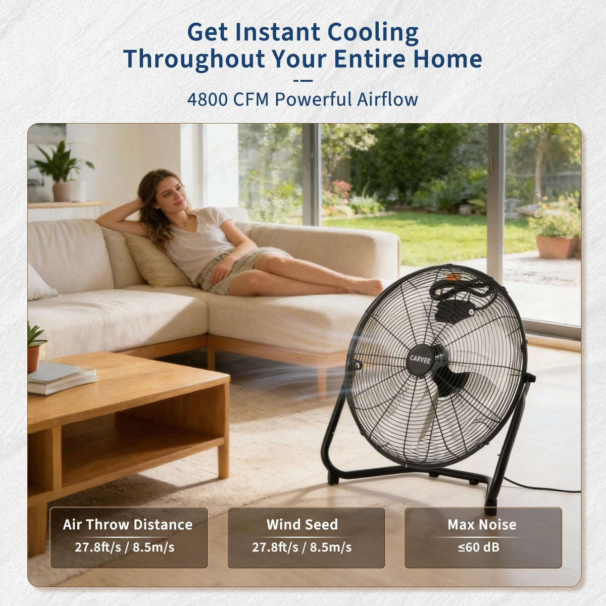 20 Inch 3 Speed High Velocity Industrial Floor Fan O1364