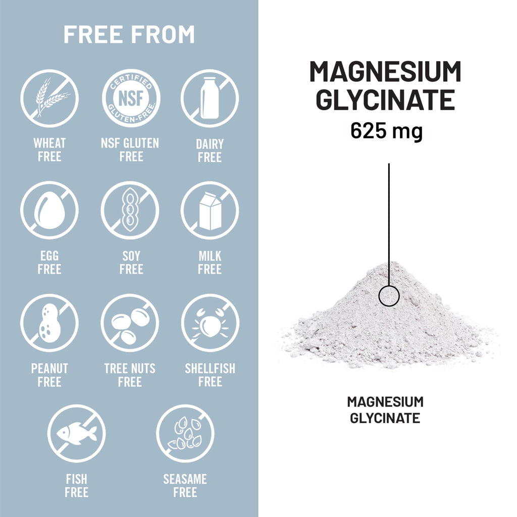 Magnesium Glycinate 625 mg Vegan 30 Capsules B976289