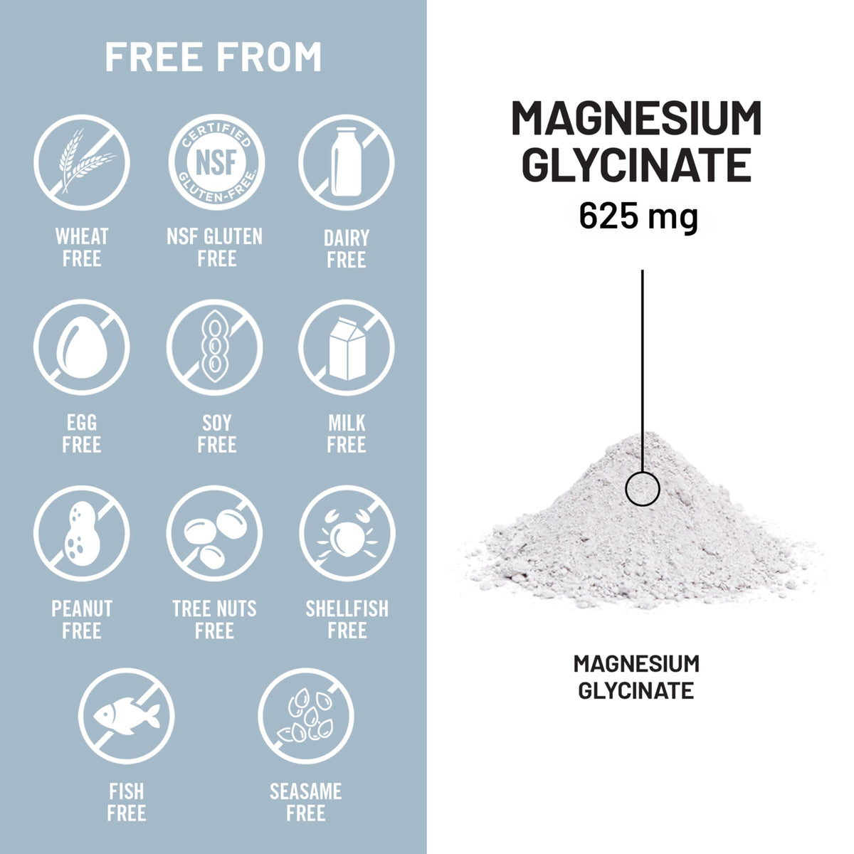 Magnesium Glycinate 625 mg Vegan 30 Capsules B976289