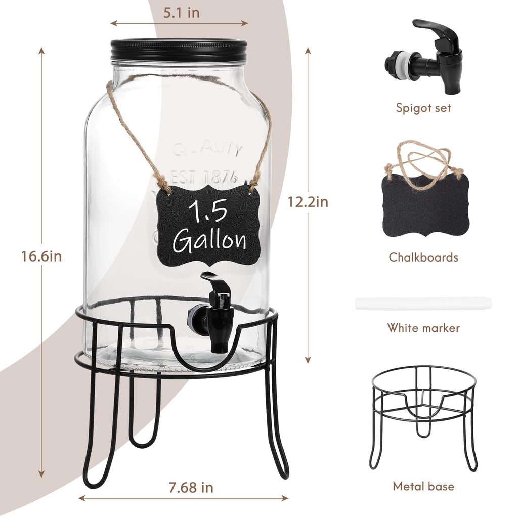 1.5 Gallon Glass Drink Dispenser with Spigot N7664