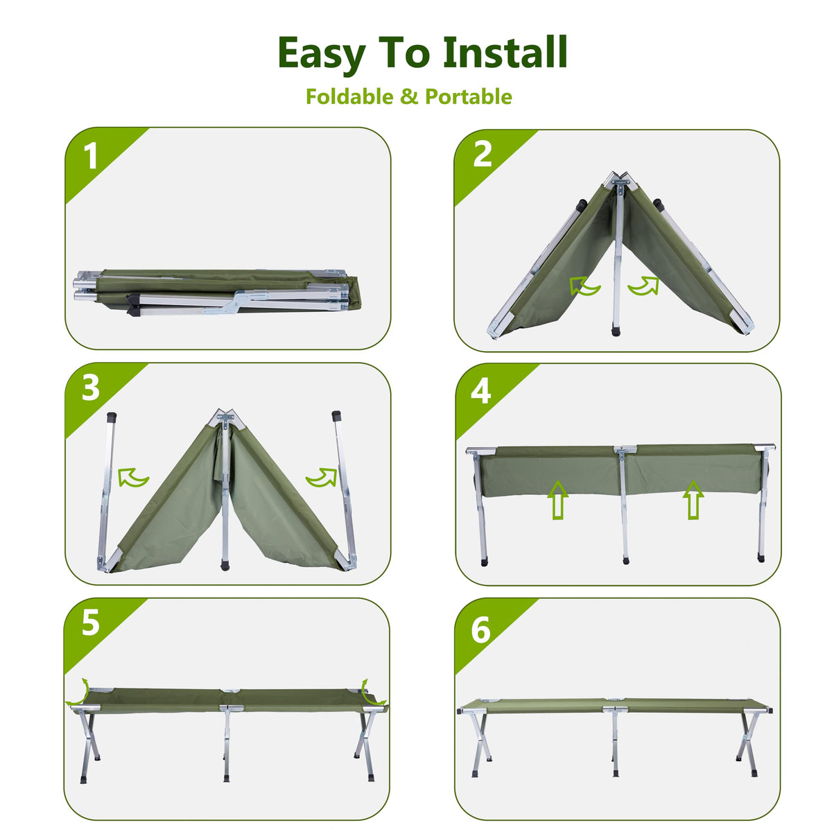 25" Wide Folding Camping Cot with Carry Bag X369