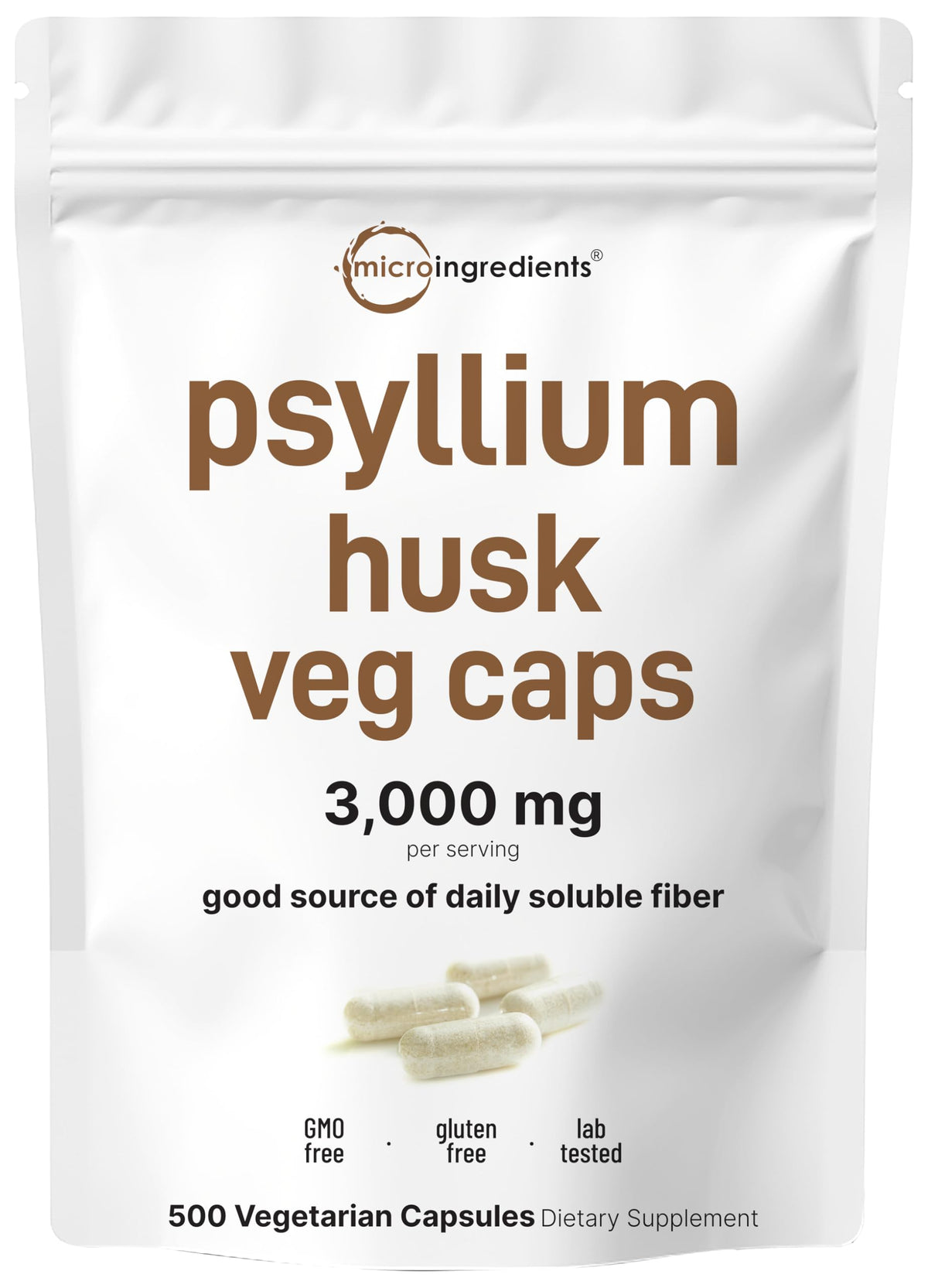 Psyllium Husk Capsules 3000mg 500 Veg Caps V63991