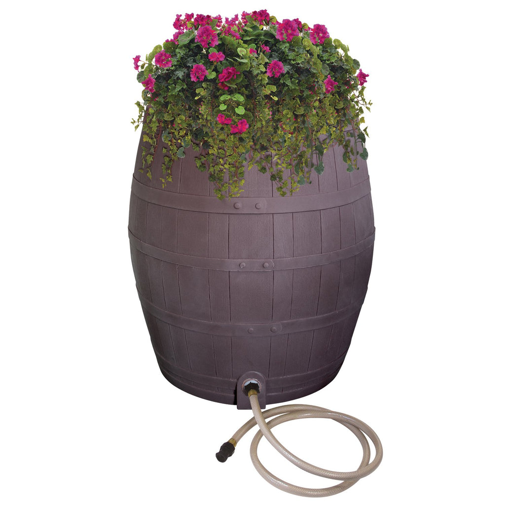 50-Gallon Whiskey Rain Barrel with Planter and Diverter M317