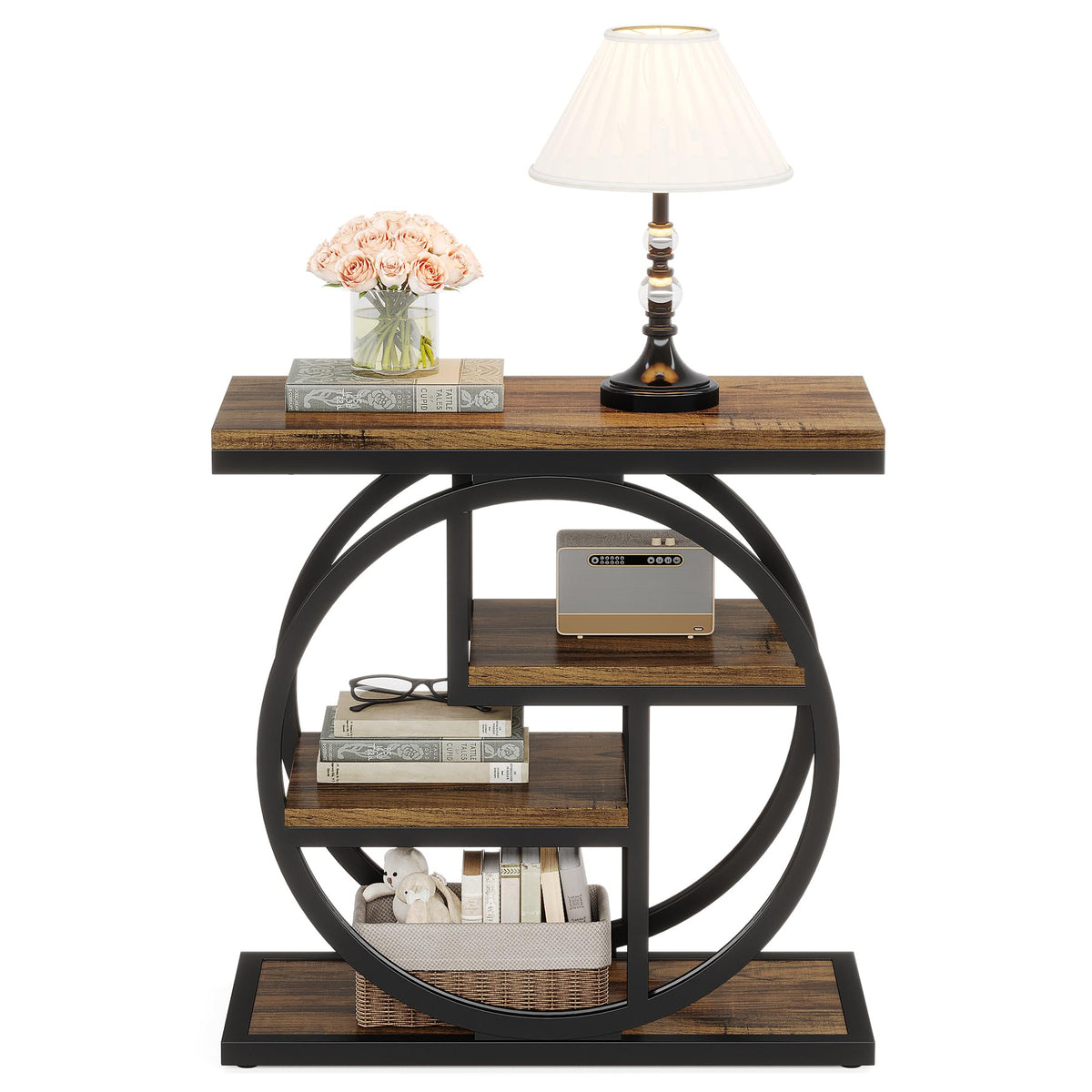 4-Tier Narrow Side Table with Storage Shelves K692343