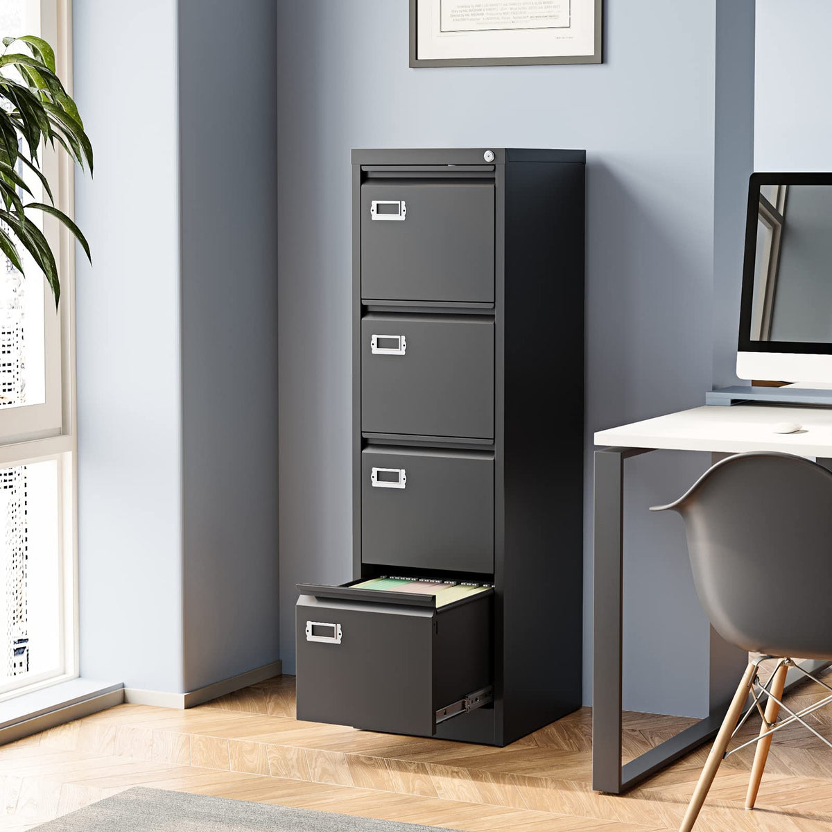 4 Drawer Metal Vertical File Cabinet with Lock S573
