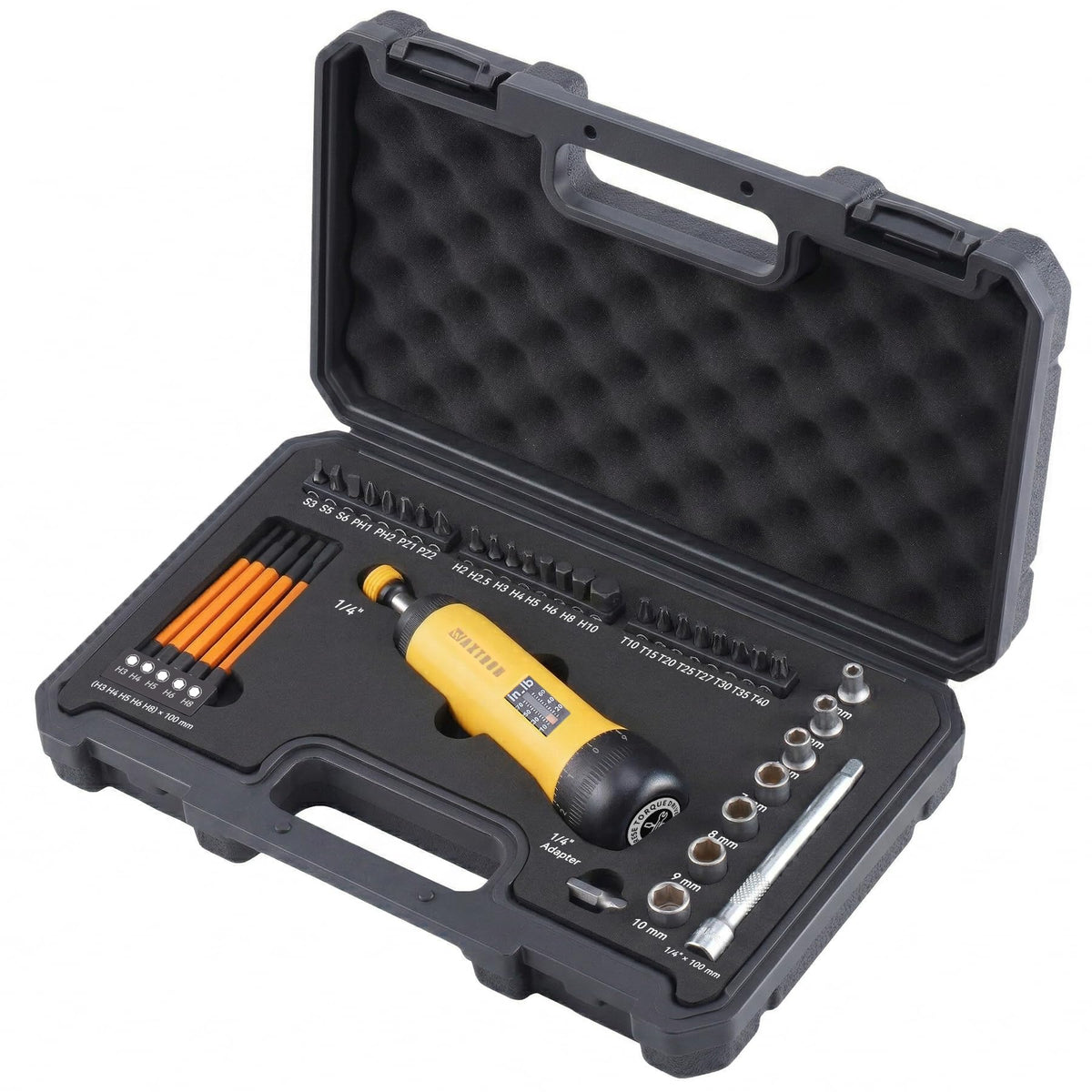 Torque Screwdriver Bit Set, 39-Piece 10-70 in-lb G154
