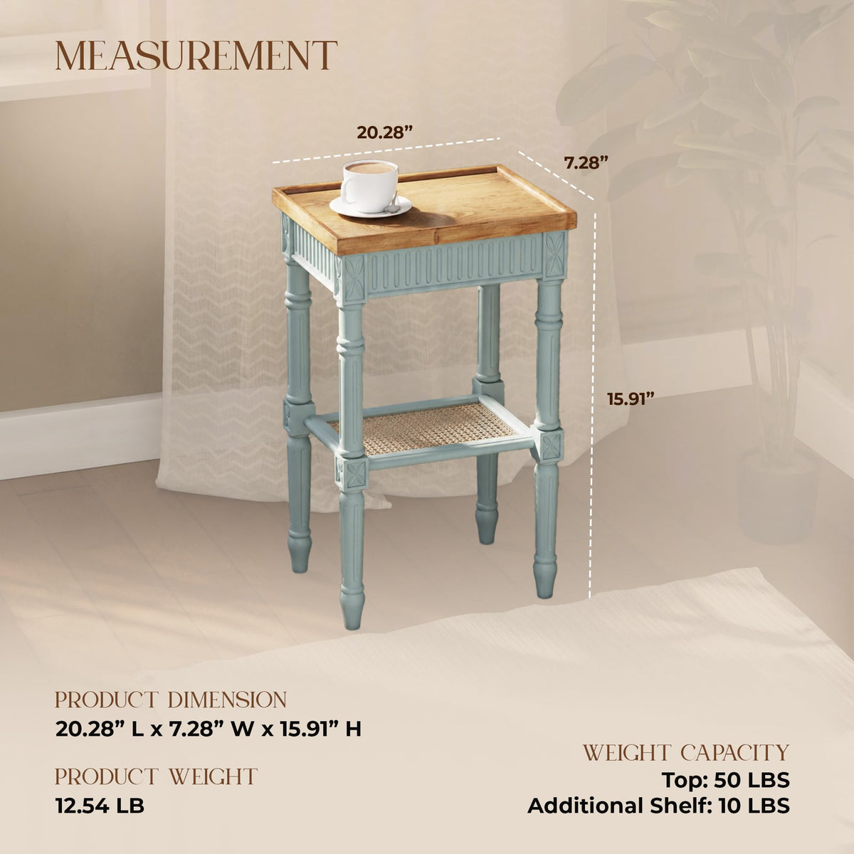 Pale Mint Blue Tray Top End Table P664357