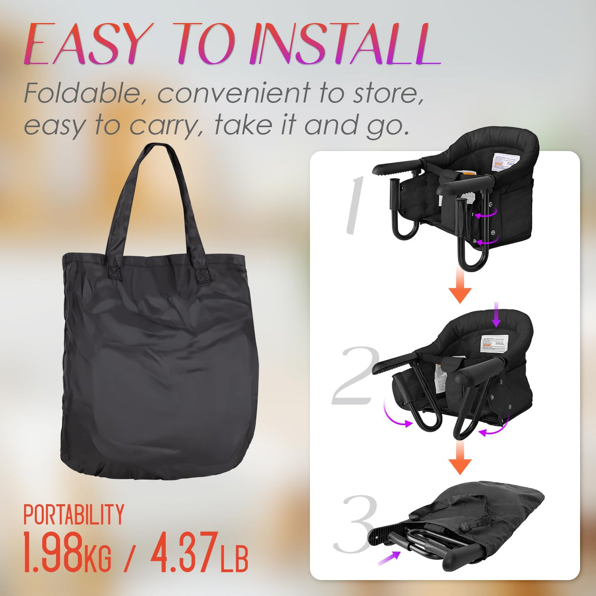 Portable Foldable High Chair with Storage Bag I157
