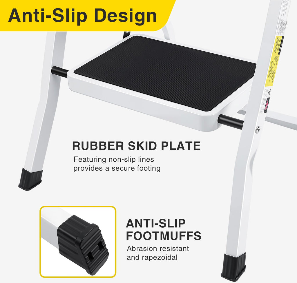 2 Step Folding Stool with Anti-Slip Pedal V973