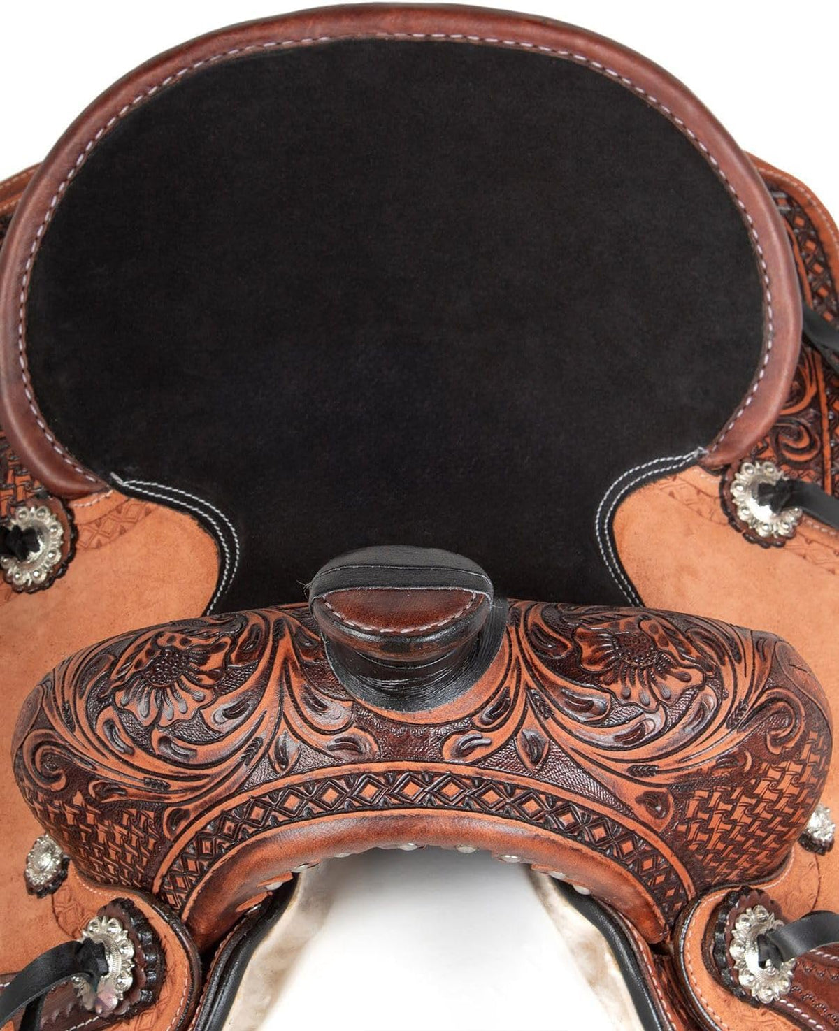 Leather Horse Saddle Set with Tack & Stirrups H39726