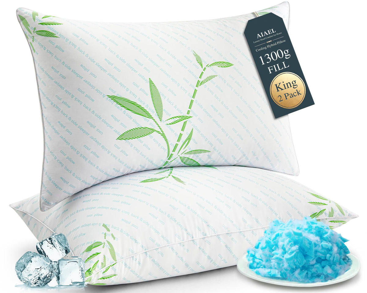 King Size Set of 2 Cooling Hybrid Bed Pillows M166