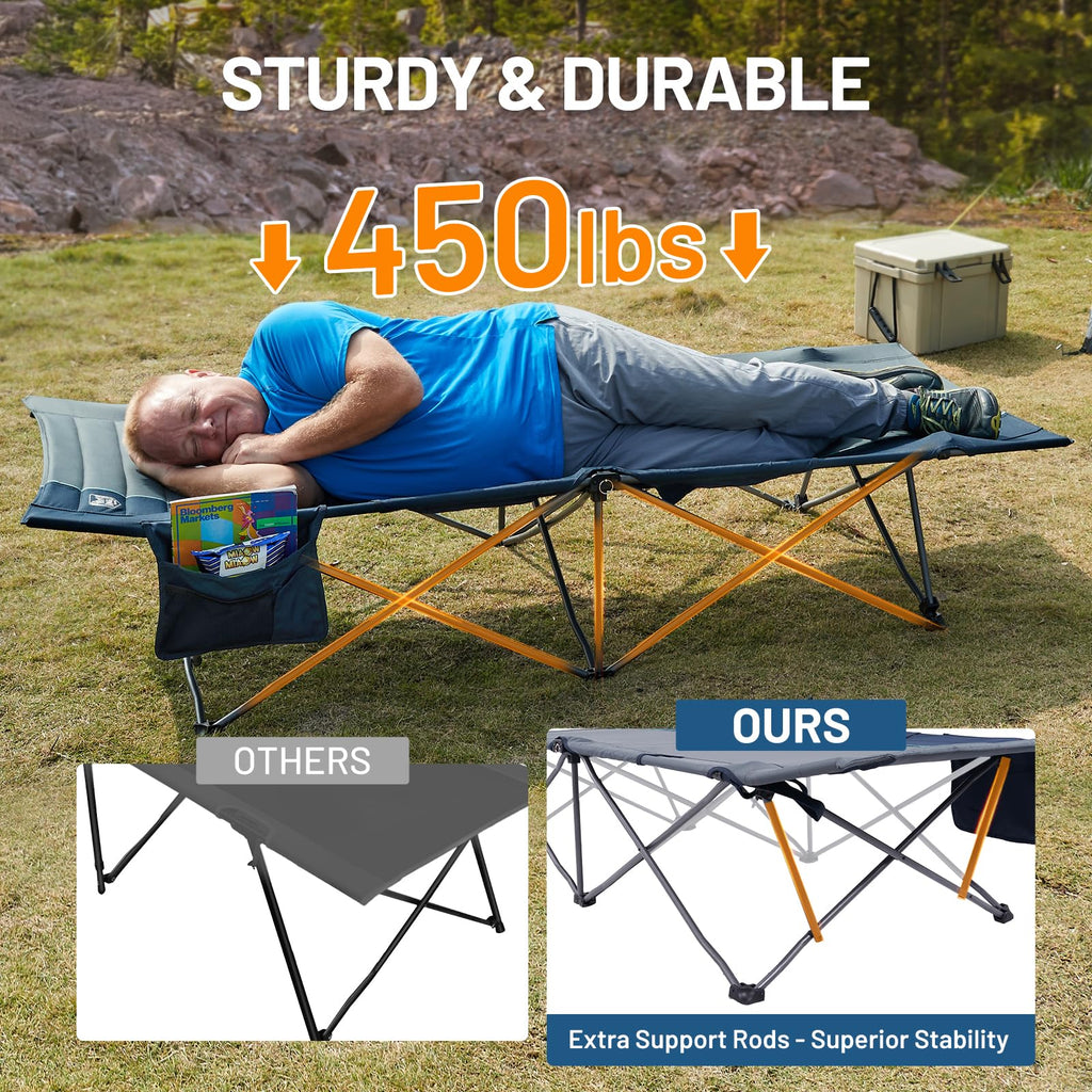 Extra Wide Heavy Duty Camping Cot with Carry Bag P90742