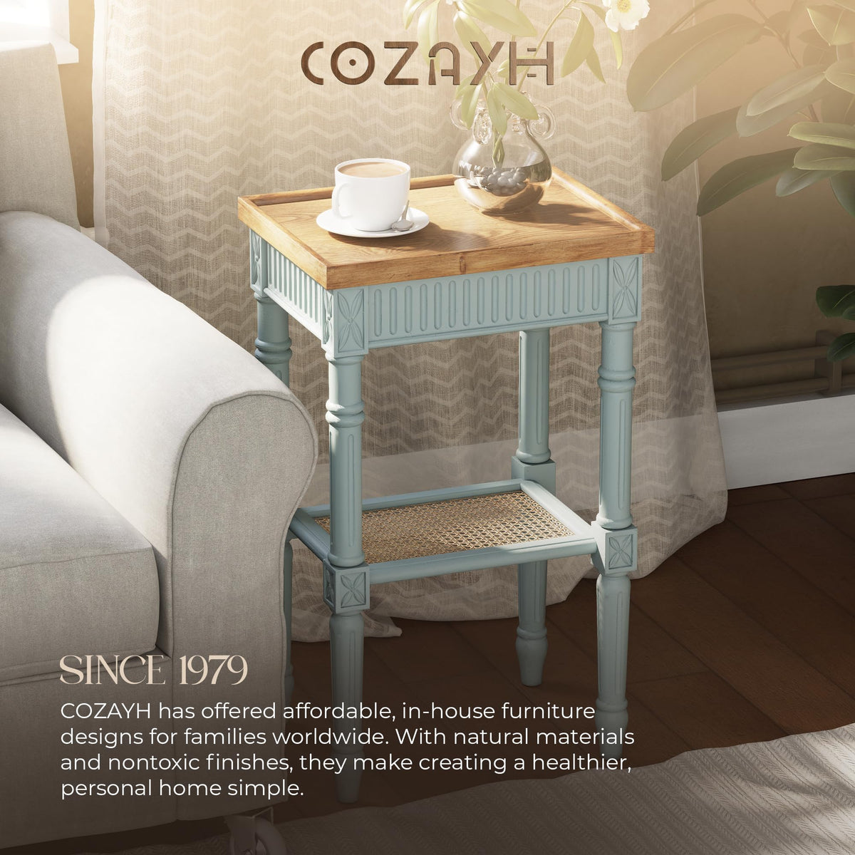 Pale Mint Blue Tray Top End Table P664357