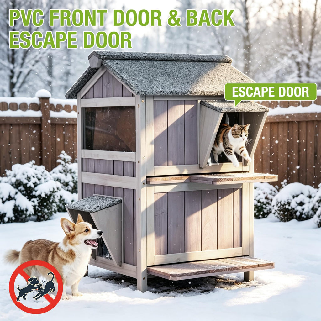 Weatherproof 2 Story Outdoor Cat House X411954
