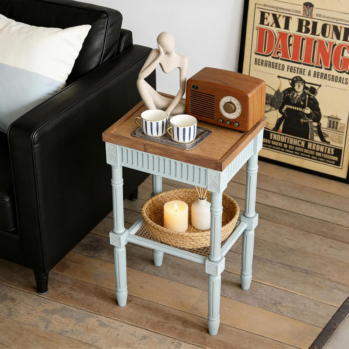Pale Mint Blue Tray Top End Table P664357
