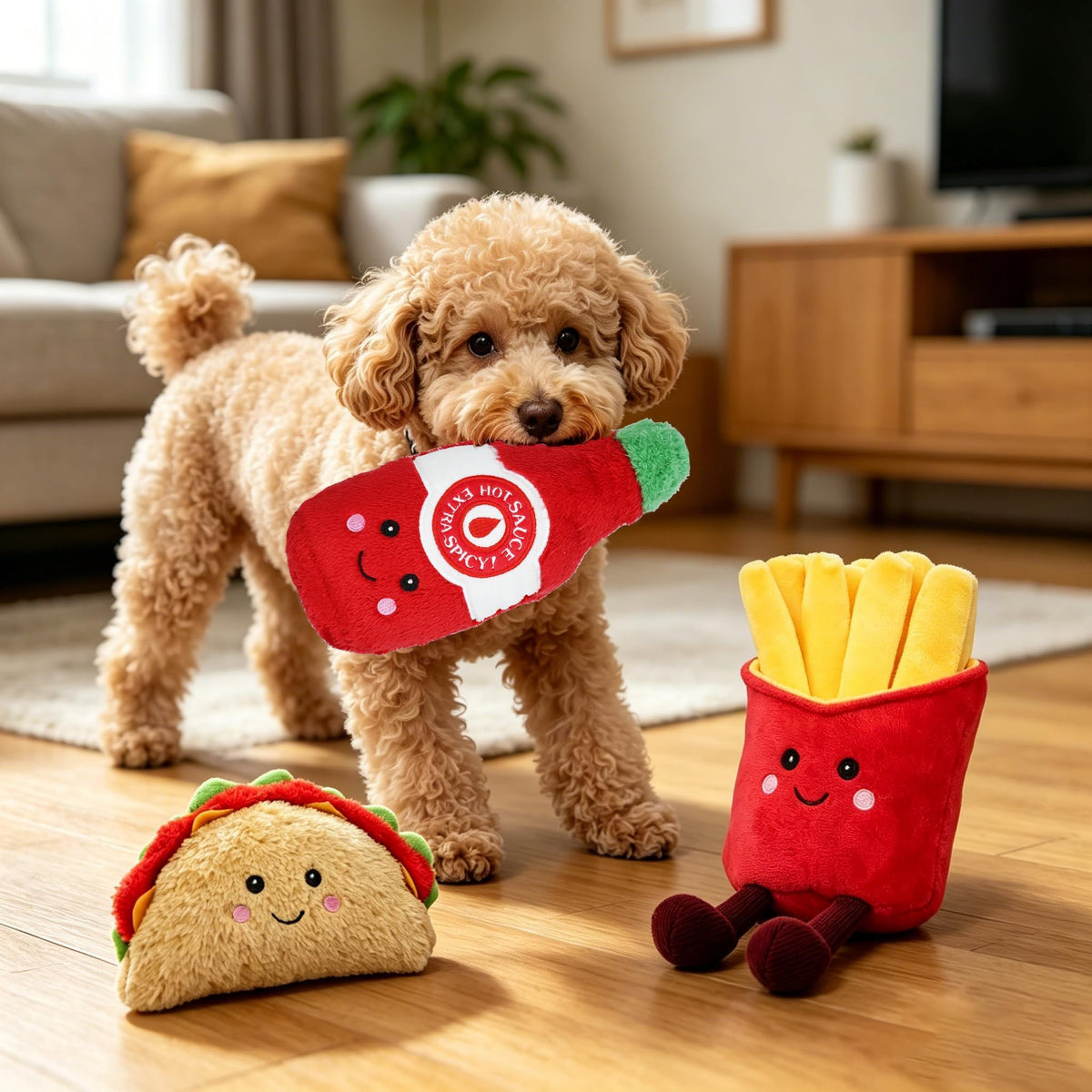 3-Pack Squeaky Plush Dog Chew Toys Set G19616