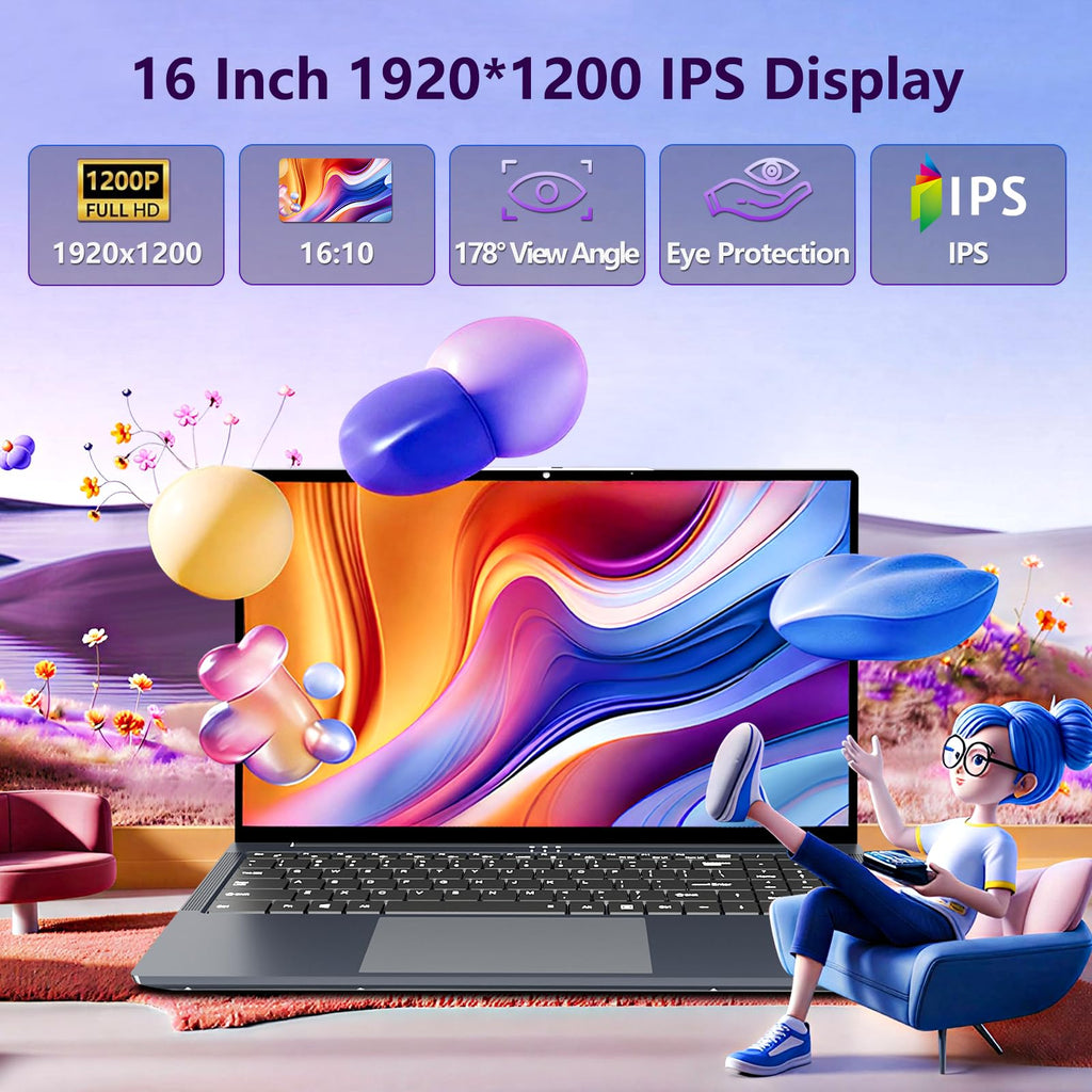 16GB RAM 256GB SSD Core i5 16" IPS FHD Laptop Computer Q7240