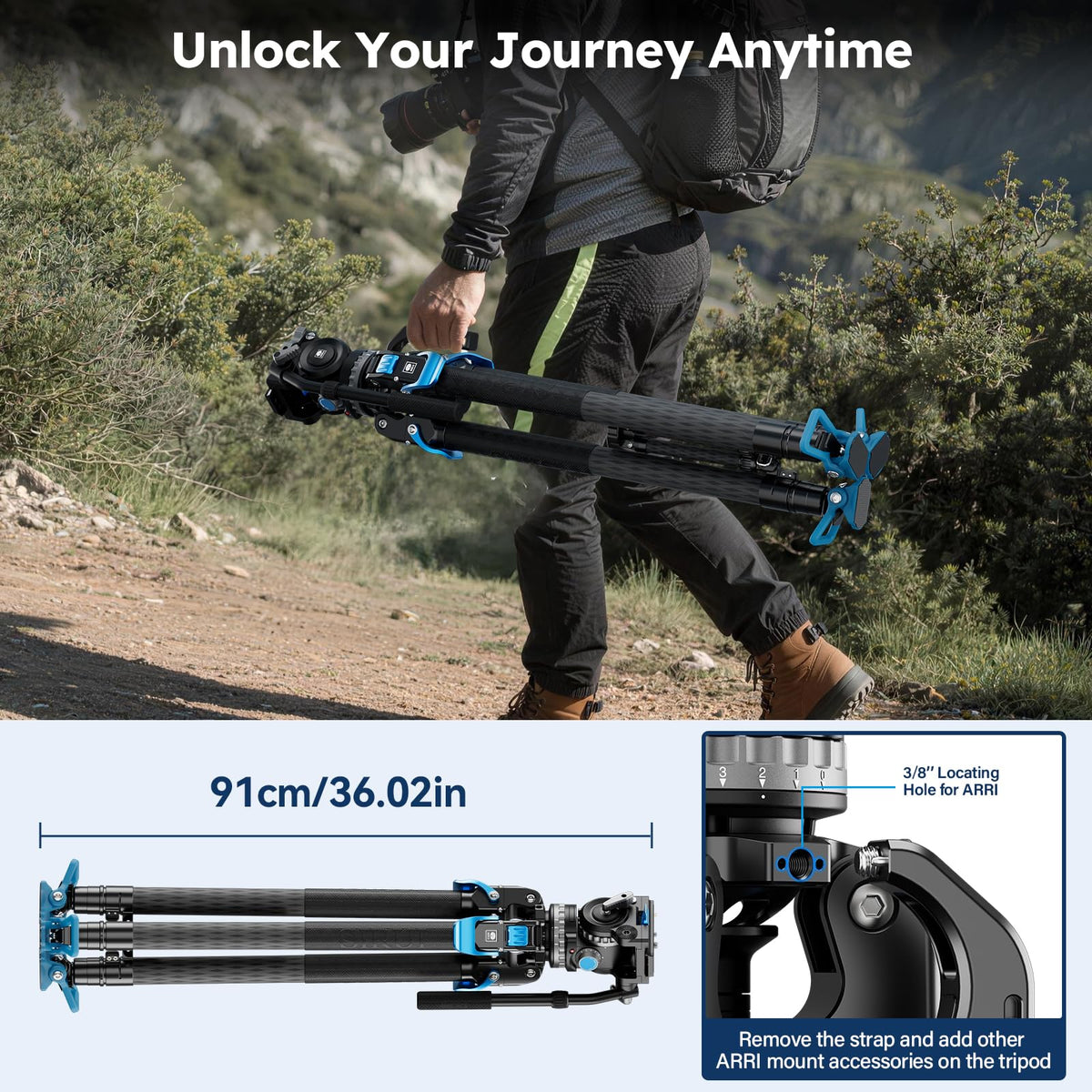 Carbon Fiber Video Tripod with Fluid Head X201297