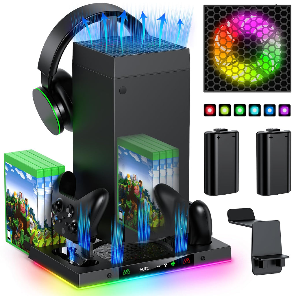 Black Cooling Fan Charge Stand for Xbox Series X Console V7388