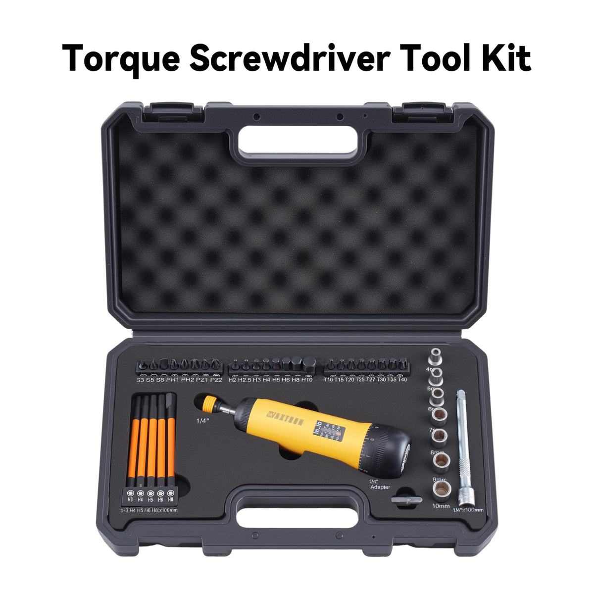 Torque Screwdriver Bit Set, 39-Piece 10-70 in-lb G154