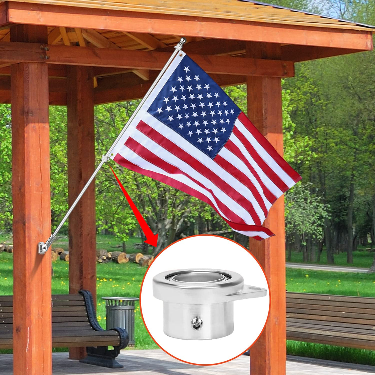 Heavy Duty T304 Stainless Steel Flag Pole Kit D25492