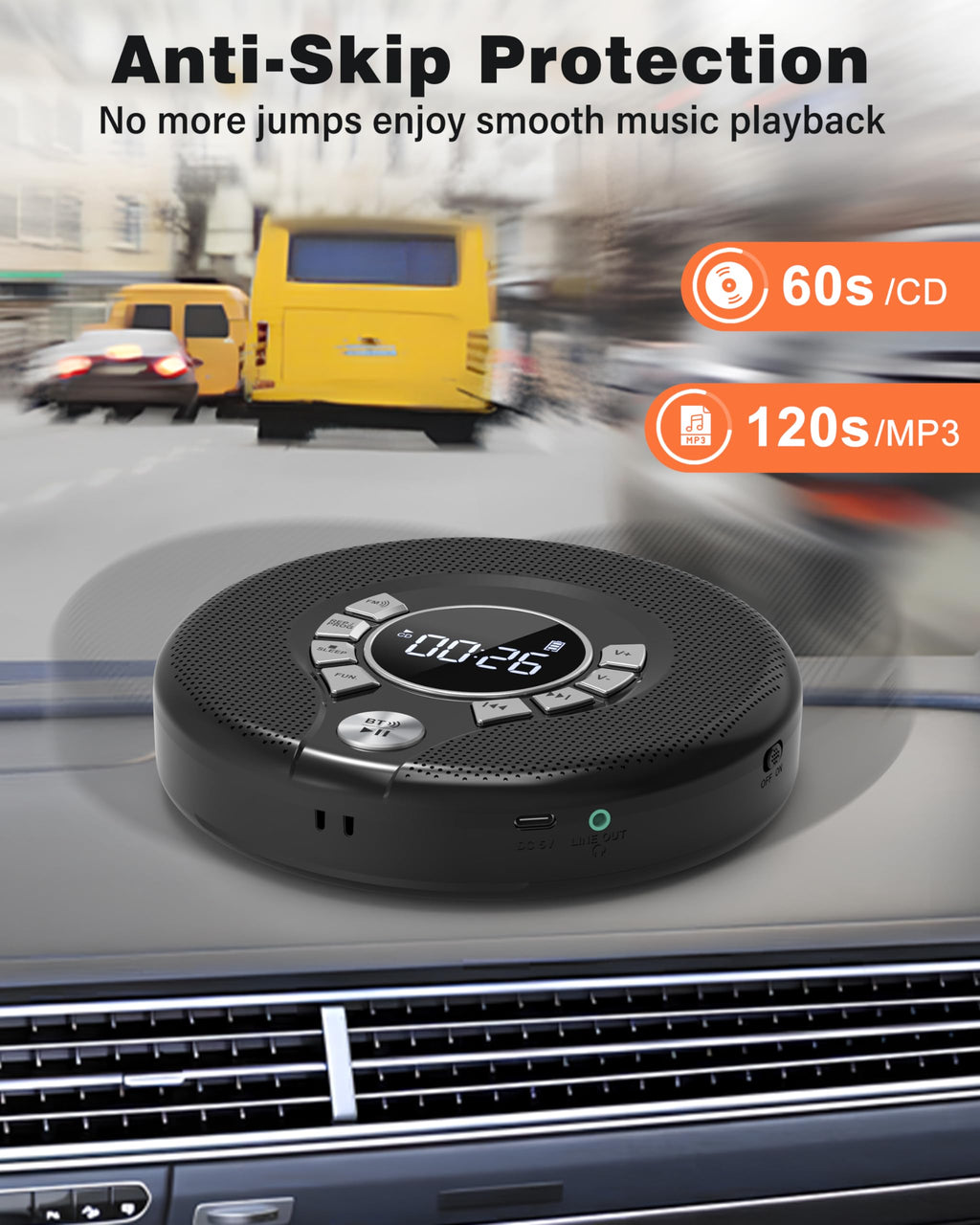Portable Bluetooth CD Player with FM Transmitter C41787