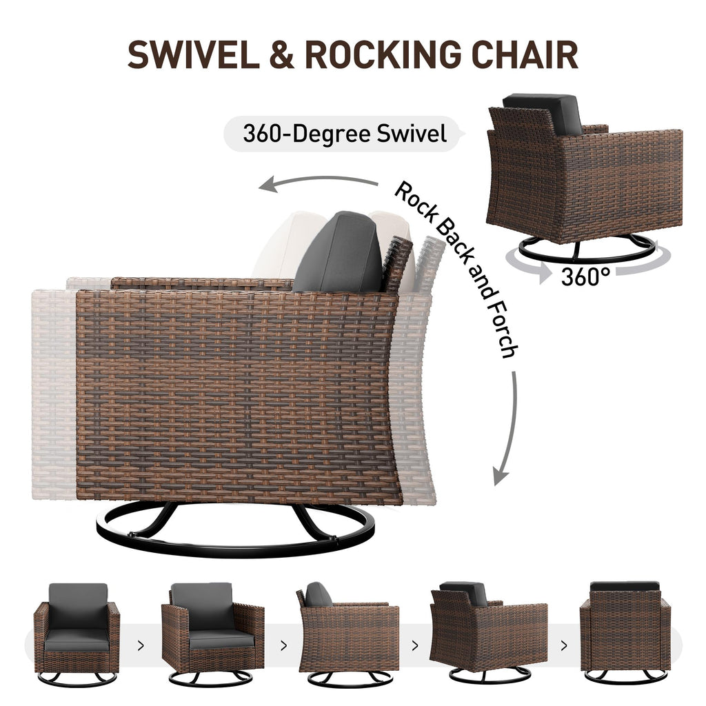 5 Pieces Wicker Rattan Patio Furniture Set with Storage Table N18438