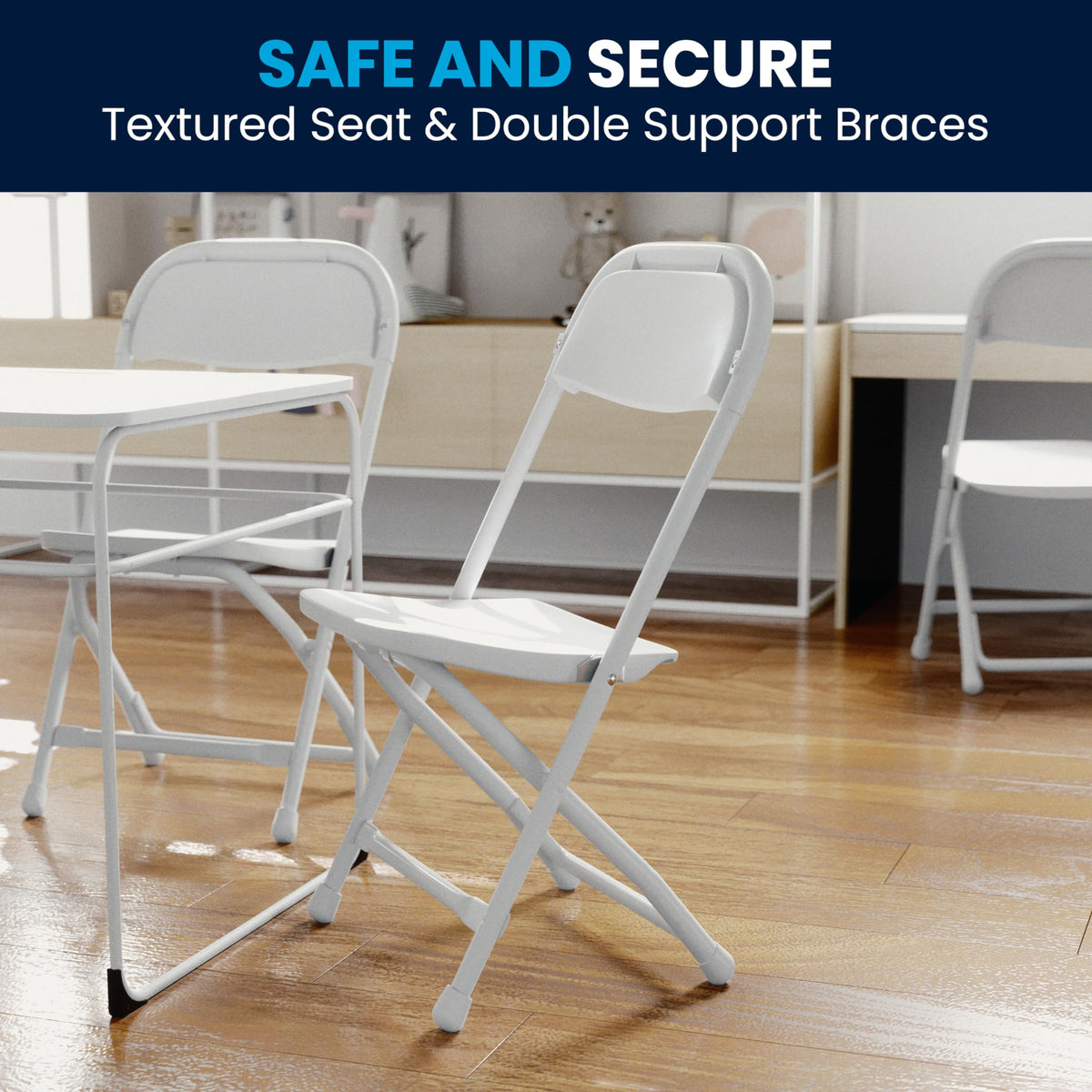 White Kids Plastic Folding Chairs Set of 10 S800269