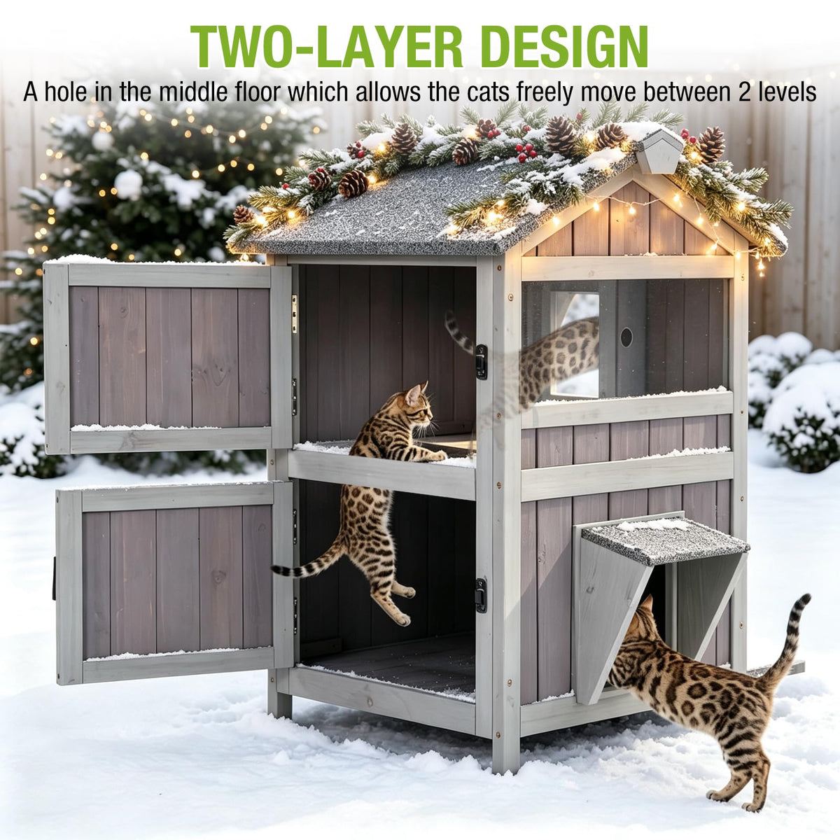 Weatherproof 2 Story Outdoor Cat House X411954