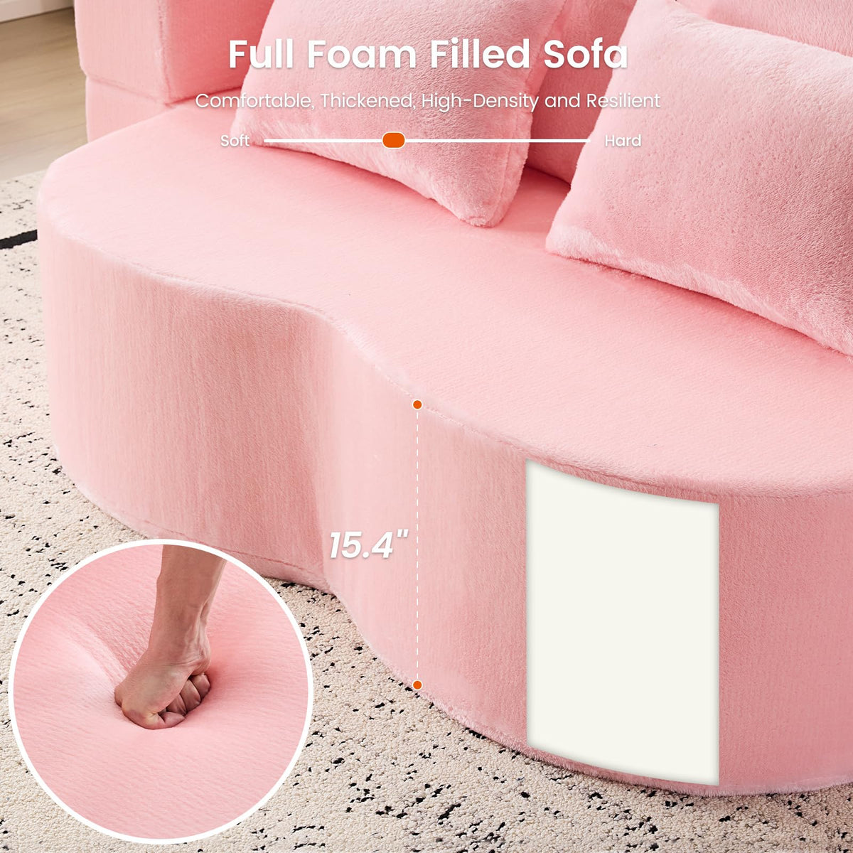 Pink Convertible Sofa Bed U545386