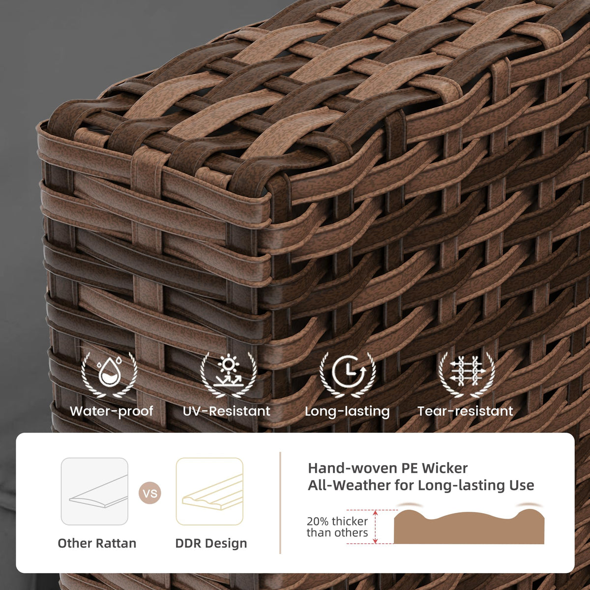 5 Pieces Wicker Rattan Patio Furniture Set with Storage Table N18438