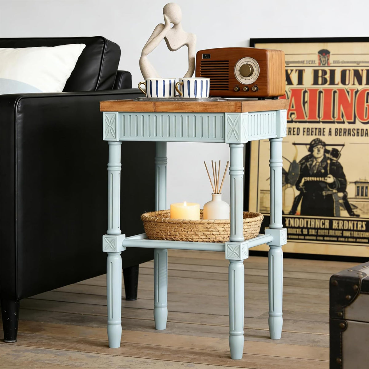 Pale Mint Blue Tray Top End Table P664357