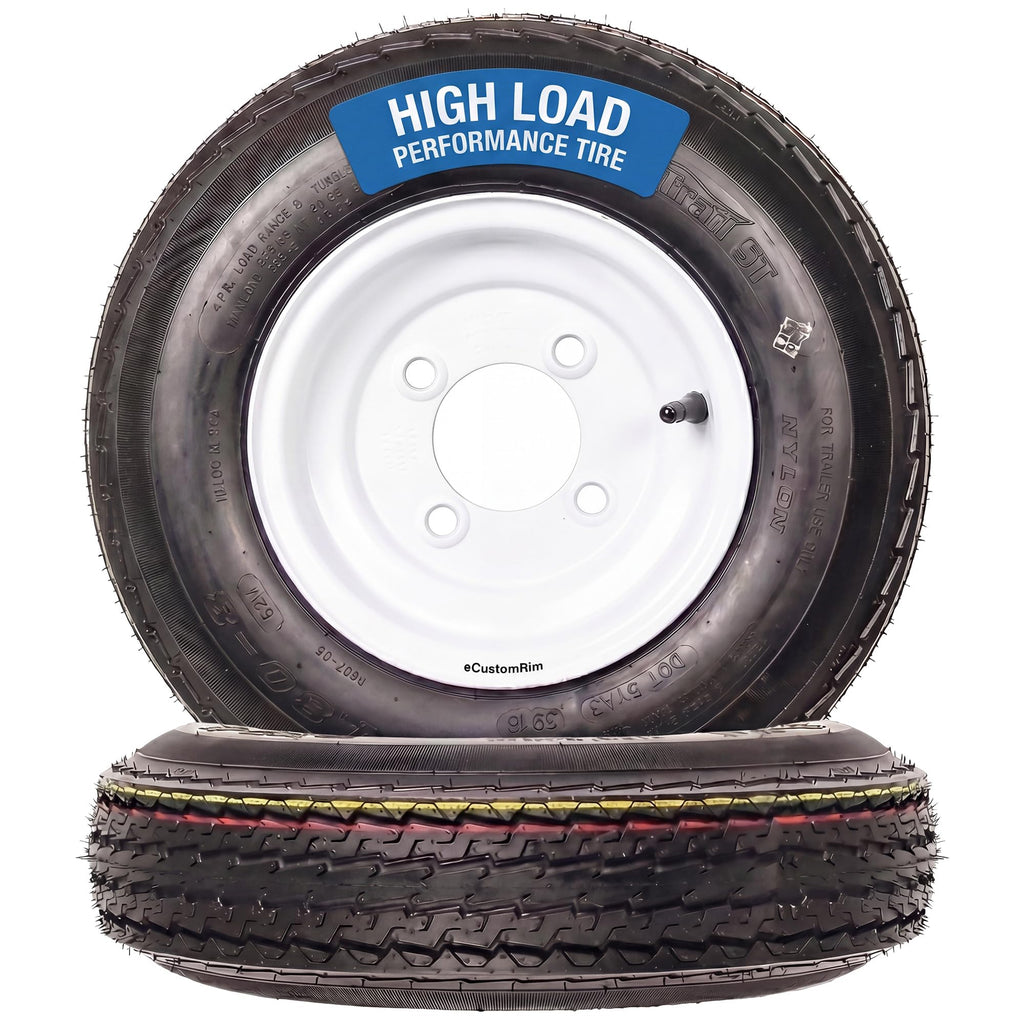 2-Pack Trailer Tire Rim Assembly 4.80-8 4 Lug White M364