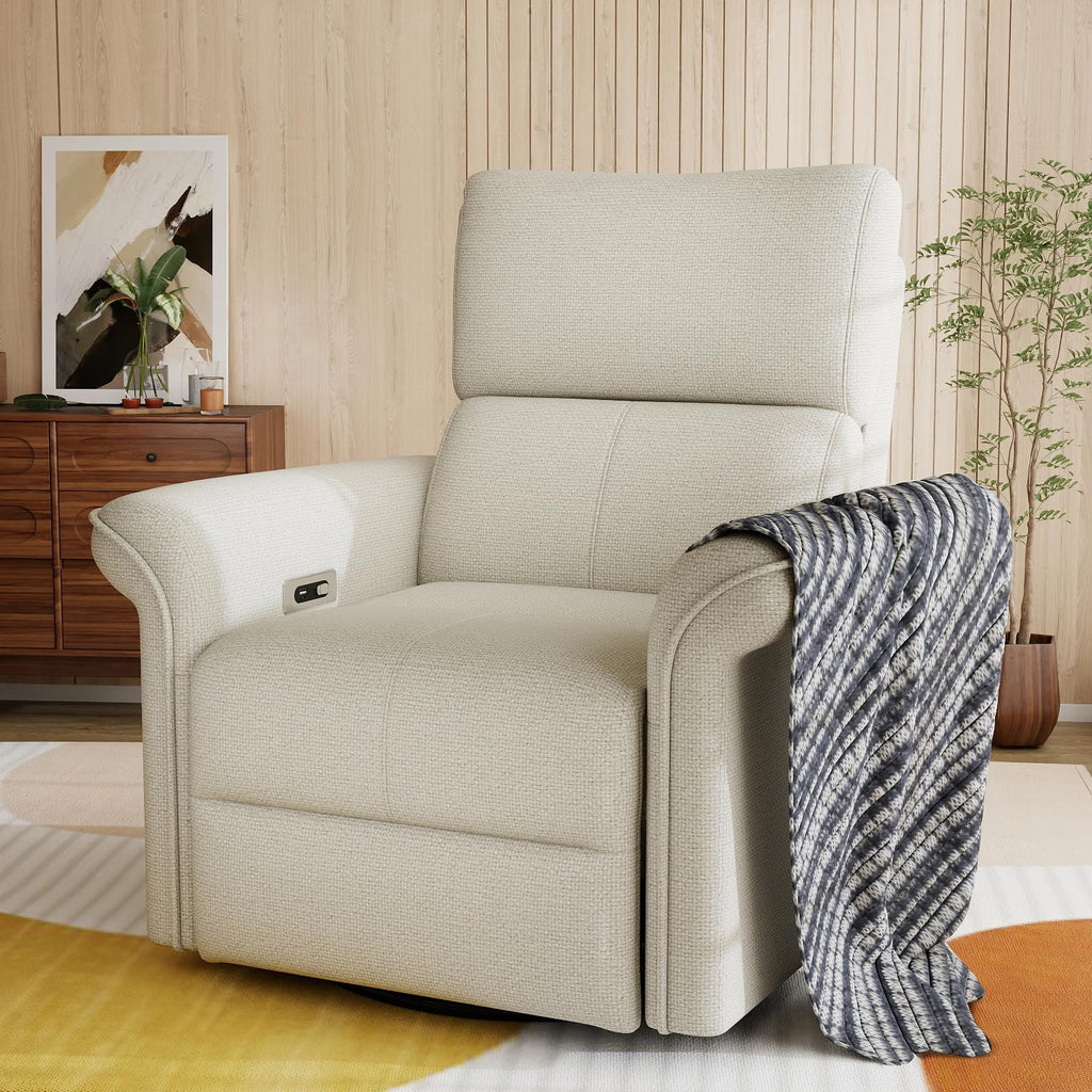 Fabric Light Gray Swivel Rocker Recliner Chair K877651