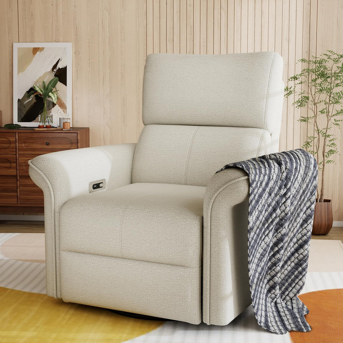 Fabric Light Gray Swivel Rocker Recliner Chair K877651
