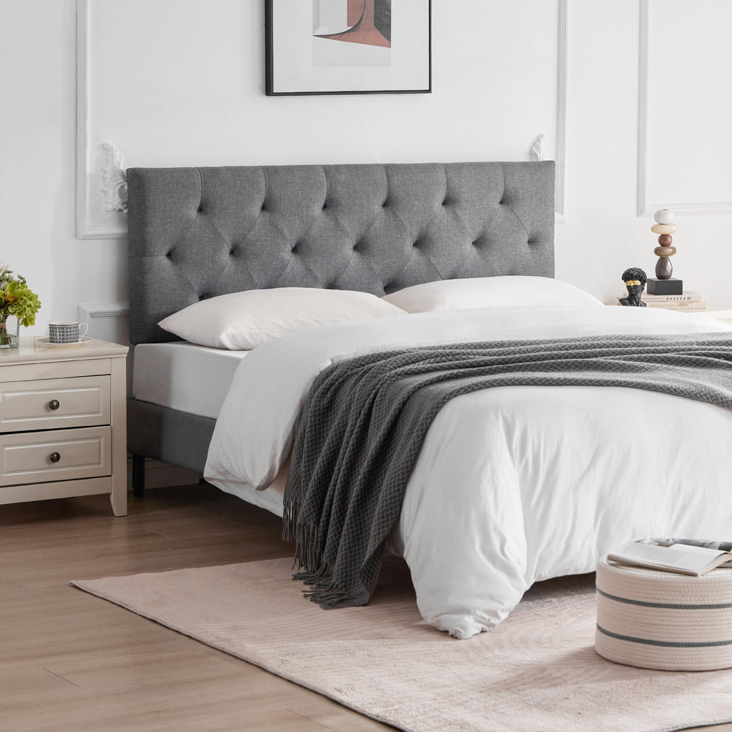 Queen Size Light Gray Linen Headboard L473