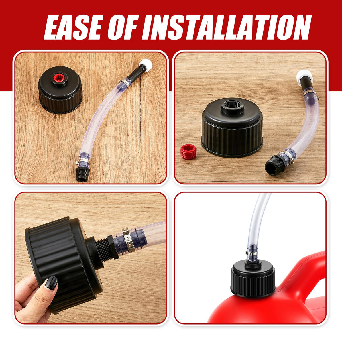 4 Pcs Fuel Jug Cap Replacement with Hose Kit P200