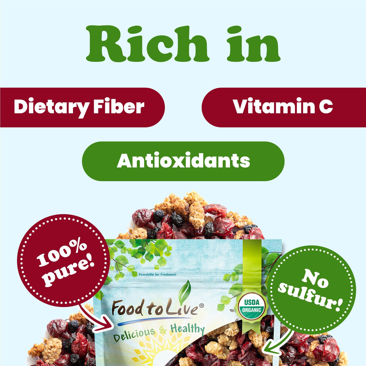 Organic Dried Berries Mix, 8 Ounces W93825
