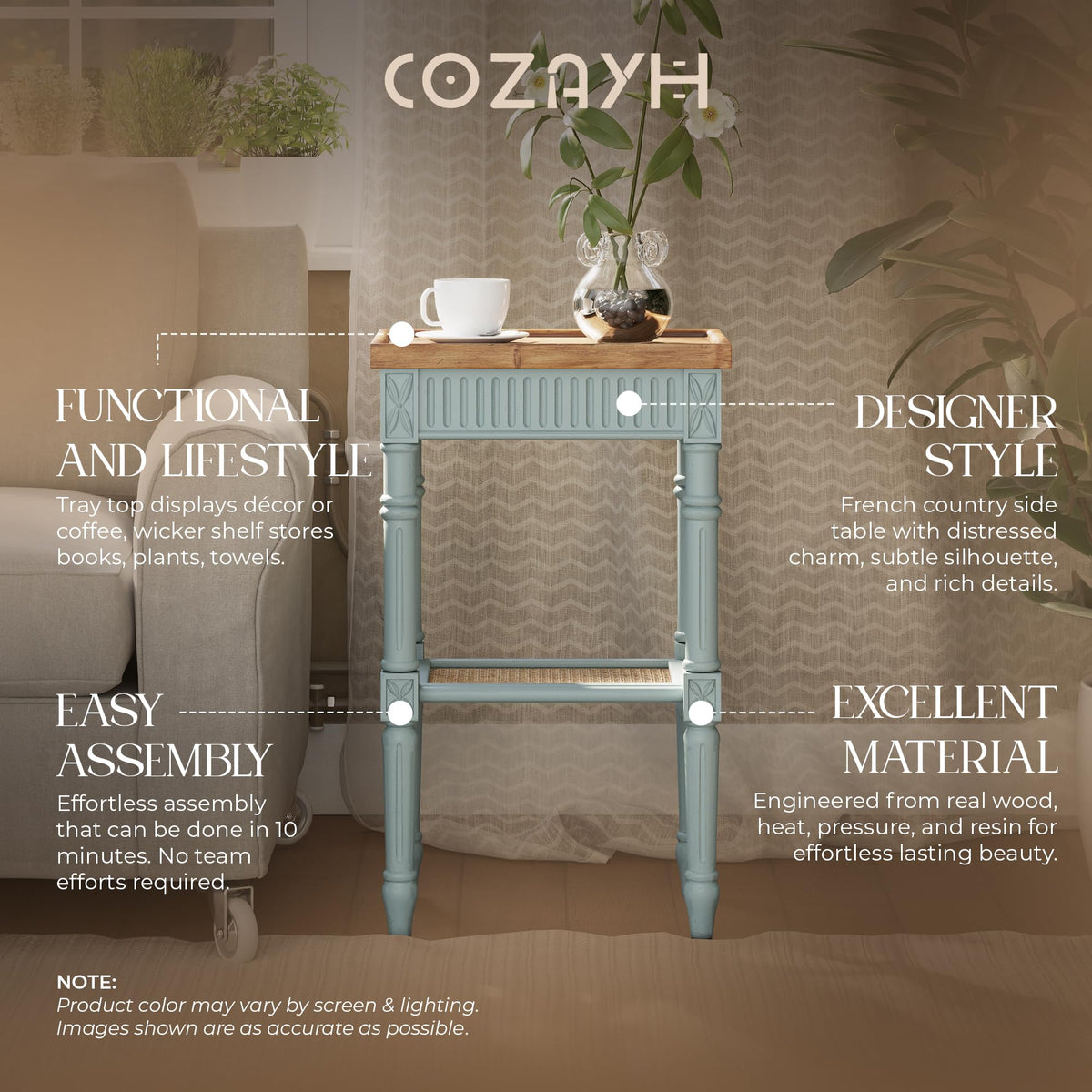 Pale Mint Blue Tray Top End Table P664357