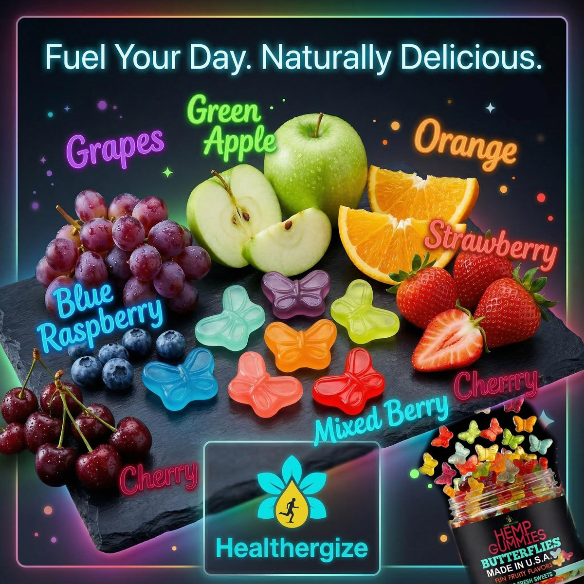 Hemp Gummies 10 Fruity Flavors 100 Count I553