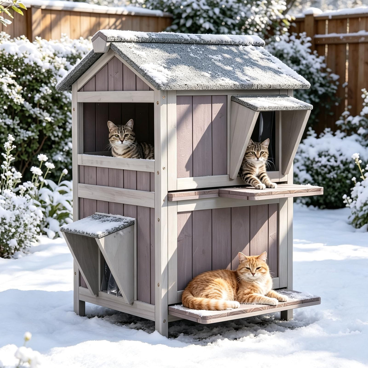 Weatherproof 2 Story Outdoor Cat House X411954