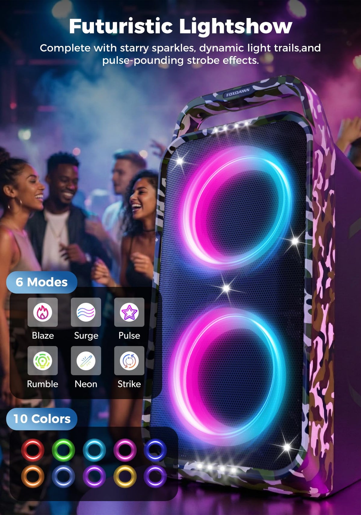 Portable Bluetooth Speaker 240W Loud Bass 15 Hours Battery H4829
